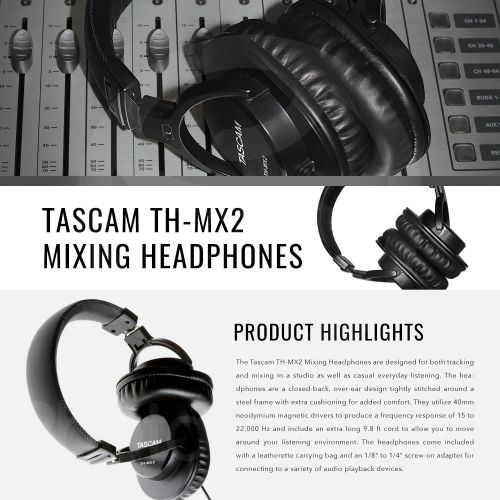  Mackie Onyx Series Artist 1-2 Audio Interface Bundled with Tascam TH-MX2 Headphones, Dynamic Microphone, Flexible Mic Stand, Mic Filter, Cables, and Microfiber Cloth