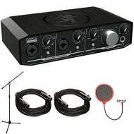 Mackie Onyx Producer 2-2 2x2 USB Audio Interface with MIDI (ONYX PRODUCER2-2) with Accessories Bundle Includes, 2x Monoprice 4752 Premier Series XLR Cable, Mic Stand & Universal Po