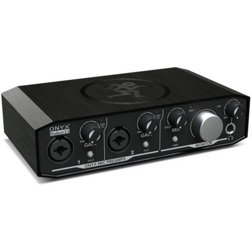  Mackie Onyx Producer 2-2 2x2 USB Audio Interface with MIDI (ONYX PRODUCER2-2) with Accessories Bundle Includes, 2x Monoprice 4752 Premier Series XLR Cable, Mic Stand & Universal Po