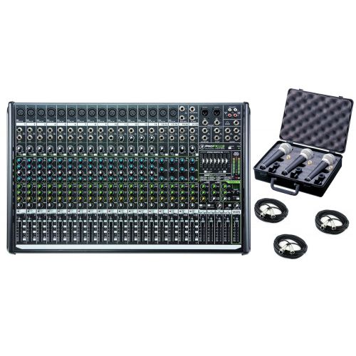  Mackie PROFX22V2 22-Channel 4-Bus Mixer with USB and Effects bundled with 3 mics, case and cables