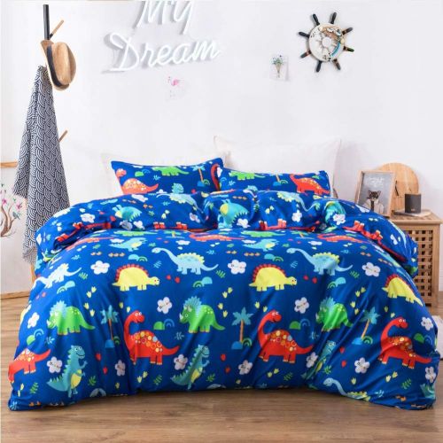  [아마존베스트]Macohome Kids Duvet Cover Set Queen/Full Boys Bedding with 2 Pillowcases and 1 Duvet Cover(Dinosaur, Queen)