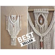 /MacrameElegance Macrame Wall Hanging with Crystal and Driftwood options, Bohemian Decor, Crystal Wall Hanging, Macrame Wall Art, Home Decor, Hippie Decor