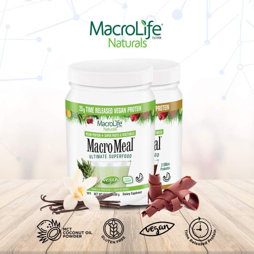라이프타임 MacroLife Naturals Macro Life Naturals Macro Meal Vegan Vanilla, 1.3 Pound