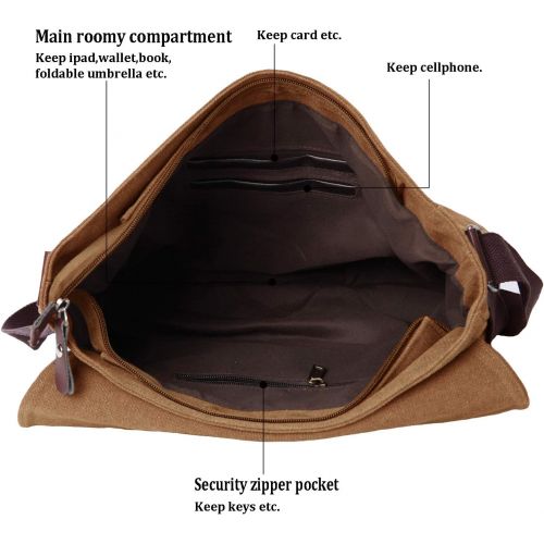 [아마존베스트]Mactso Vintage Canvas Satchel Messenger Bag for Men Women,Travel Shoulder bag 13.5 Laptop Bags Bookbag (Coffee)