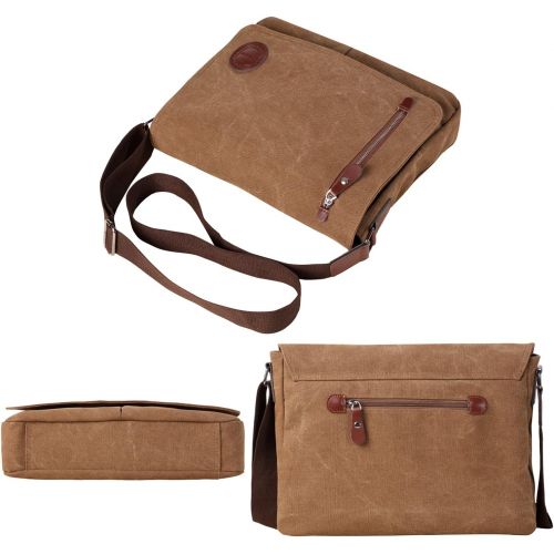  [아마존베스트]Mactso Vintage Canvas Satchel Messenger Bag for Men Women,Travel Shoulder bag 13.5 Laptop Bags Bookbag (Coffee)