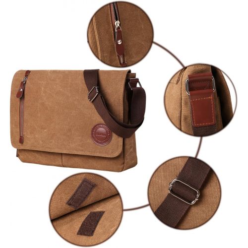  [아마존베스트]Mactso Vintage Canvas Satchel Messenger Bag for Men Women,Travel Shoulder bag 13.5 Laptop Bags Bookbag (Coffee)