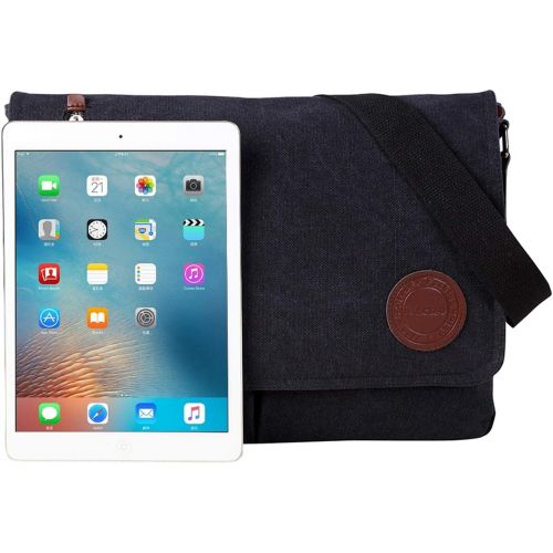  [아마존베스트]Mactso Vintage Canvas Satchel Messenger Bag for Men Women,Travel Shoulder bag 13.5 Laptop Bags Bookbag (Black)