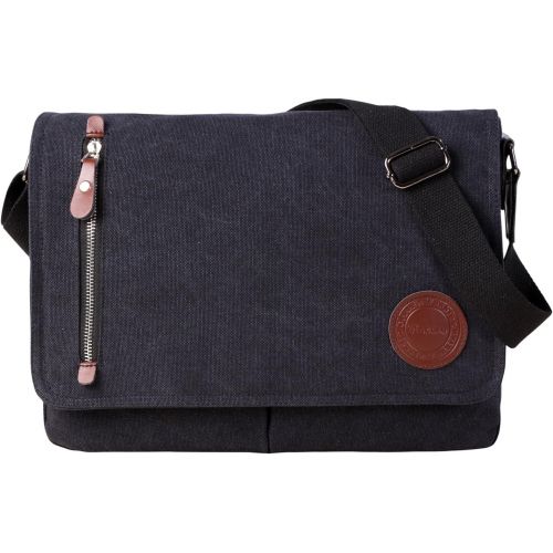  [아마존베스트]Mactso Vintage Canvas Satchel Messenger Bag for Men Women,Travel Shoulder bag 13.5 Laptop Bags Bookbag (Black)