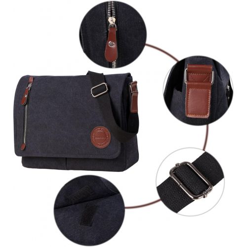  [아마존베스트]Mactso Vintage Canvas Satchel Messenger Bag for Men Women,Travel Shoulder bag 13.5 Laptop Bags Bookbag (Black)