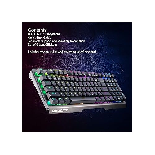  Mad Catz S.T.R.I.K.E. 13 Compact Premium Mechanical Wired Gaming Keyboard with Aluminum Frame Cherry MX RED switches and RGB Lighting