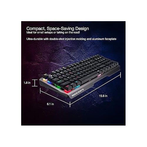  Mad Catz S.T.R.I.K.E. 13 Compact Premium Mechanical Wired Gaming Keyboard with Aluminum Frame Cherry MX RED switches and RGB Lighting