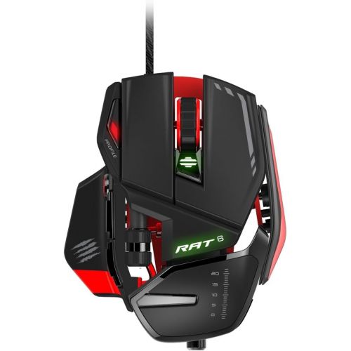  Mad Catz RAT6 Wired Laser USB LED RGB Mouse with 11 Programmable Buttons, Weight Adjustable - Black