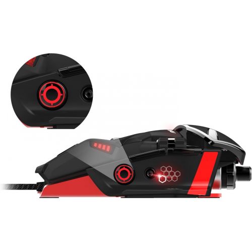  Mad Catz RAT6 Wired Laser USB LED RGB Mouse with 11 Programmable Buttons, Weight Adjustable - Black