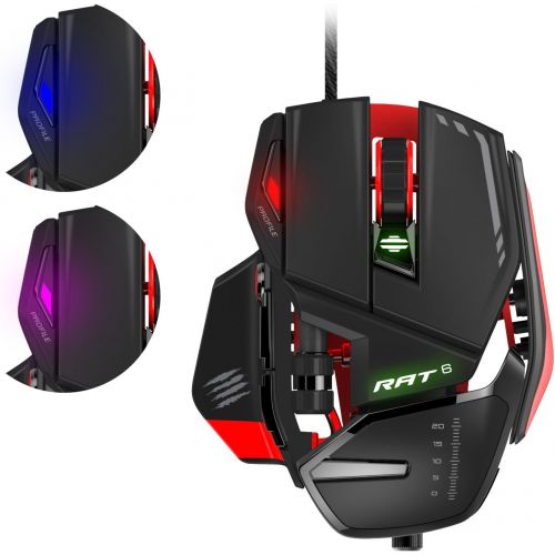  Mad Catz RAT6 Wired Laser USB LED RGB Mouse with 11 Programmable Buttons, Weight Adjustable - Black