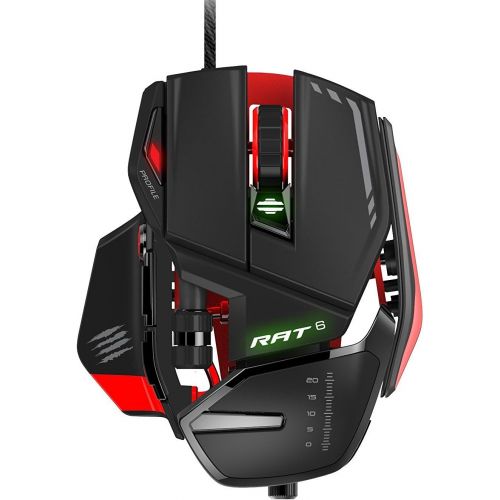  Mad Catz RAT6 Wired Laser USB LED RGB Mouse with 11 Programmable Buttons, Weight Adjustable - Black