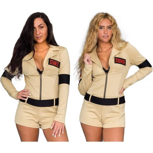  할로윈 용품Mad Engine Ghostbusters Womens Romper Costume with 4 Interchangeable Name Patches