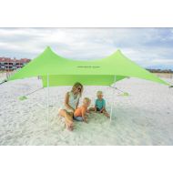 Mad Grit Best XL Portable Beach Shade, Sun Shelter, Canopy Sail Tent, Large Sunshade - Includes Carrying Bag, 2 Poles, 2 Stakes for Park/Grass Use, Elastic Lycra Sail, and 4 sandbags.