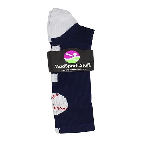  MadSportsStuff Baseball Logo Athletic Crew Socks (multiple colors)