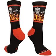 MadSportsStuff Lacrosse Socks with Lacrosse Sticks and Flaming Skull Athletic Crew Socks