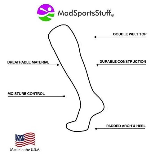  MadSportsStuff Softball Socks with Stitches - for Girls or Women - Knee High Length