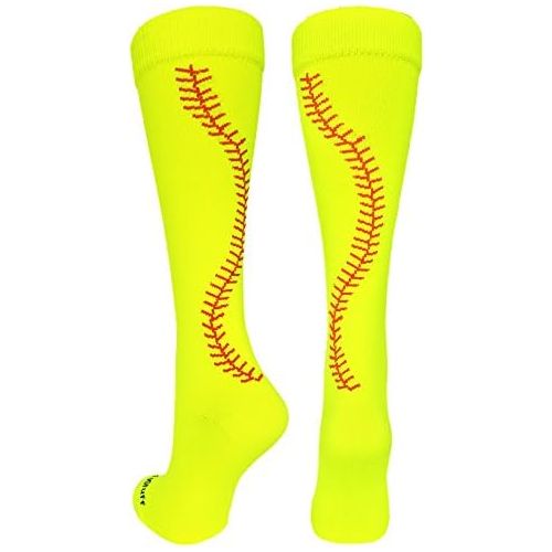  MadSportsStuff Softball Socks with Stitches - for Girls or Women - Knee High Length