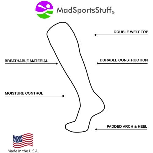  MadSportsStuff Softball Socks with Stitches - for Girls or Women - Knee High Length