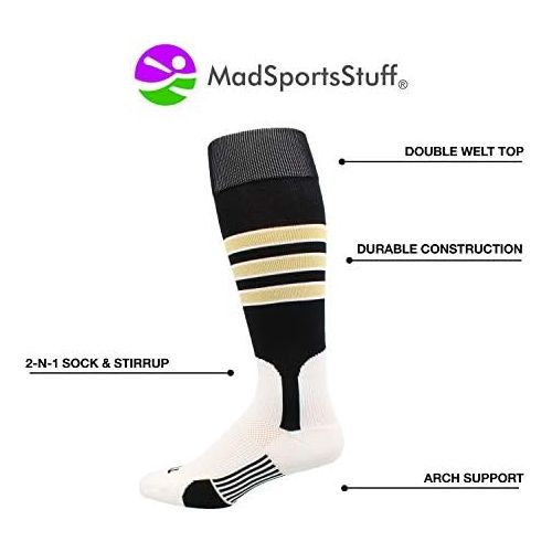  MadSportsStuff Baseball Stirrup Socks 3 Stripe with Featheredge