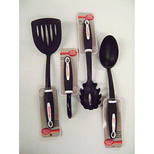  Madalerica Betty Crocker Gift Set: 9 PCS Including Spoon, Slotted Spoon, Pizza Cutter, Kitchen Shears, Pancake Turner, Slotted Spatula, Vegetable Peeler, Pasta Fork, and Cooking Basics Cookbo