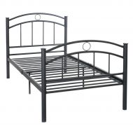 Madamecoffee2017 Twin Size Bed Frame Black Steel Metal Bed Platform Foundation Sturdy Durable Furniture New 83x42x35 by madamecoffee