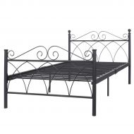 Madamecoffee2017 Twin Size Bed FrameBlack Steel Metal Bed Platform Foundation Sturdy and Durable Furniture New 78x42x34 by madamecoffee
