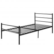 Madamecoffee2017 Twin Size Metal Bed Frame Platform 6 Legs Headboards Furniture Bedroom Black Foundation Sturdy Durable Furniture New 77.5x39.9x35.0 by madamecoffee