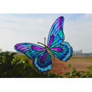 /Madbekatja Butterfly window decal, Blue and purple unique butterfly window decoration