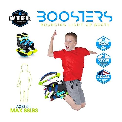  Madd Gear Light Up Boost Boots Kids Jumping Shoes - Bounce to The Moon - Fun & Fitness - Unisex
