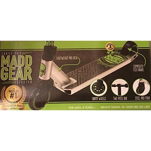  Madd Gear Carve Pro MADD GEAR Scooter Alloy Black Green Aluminum - New In Box