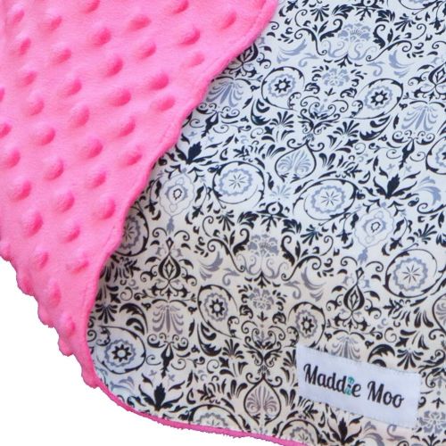  Maddie Moo Carseat Canopy with Pink Minky - Best Car Seat Canopy for Popular Baby Carseat Models. Covers All Popular Car Seats. Breathable Soft Pink Minky Fleece Fabric.