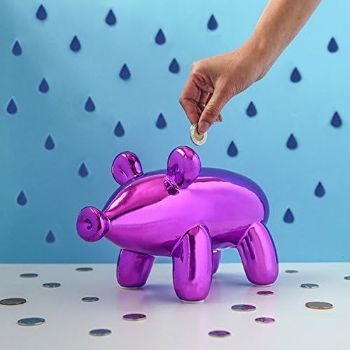  Made By Humans Balloon Piggy Money Bank - Unique Ceramic Piggy Bank Gift - Perfect for Newborn Baby Girls, Teens, Women, Pink