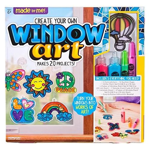  [아마존베스트]Made By Me Create Your Own Window Art by Horizon Group USA, Paint Your Own Suncatchers, Includes 12 Suncatchers & More, Assorted Colors