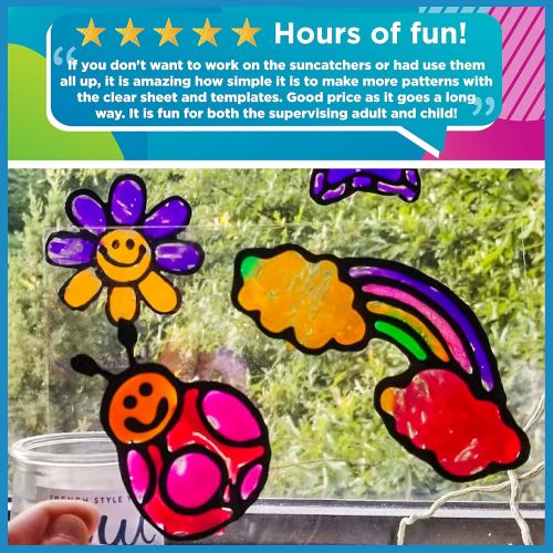  [아마존베스트]Made By Me Create Your Own Window Art by Horizon Group USA, Paint Your Own Suncatchers, Includes 12 Suncatchers & More, Assorted Colors