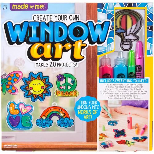  [아마존베스트]Made By Me Create Your Own Window Art by Horizon Group USA, Paint Your Own Suncatchers, Includes 12 Suncatchers & More, Assorted Colors