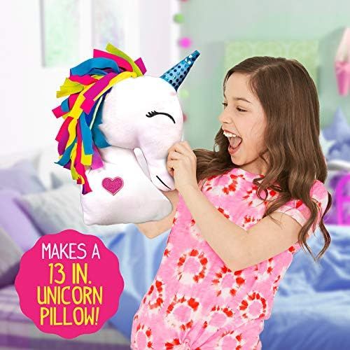  [아마존베스트]Made By Me Make Your Own Unicorn Pillow by Horizon Group USA, Unicorn Shaped DIY Decorative Pillow, No Sewing Needed