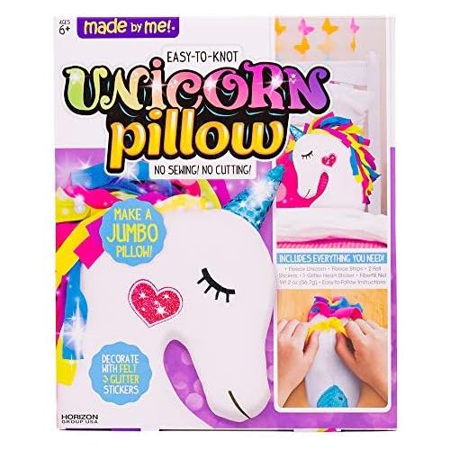  [아마존베스트]Made By Me Make Your Own Unicorn Pillow by Horizon Group USA, Unicorn Shaped DIY Decorative Pillow, No Sewing Needed