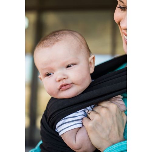  Made Happy Baby Wrap Carriers- Hands Free Swaddle- Newborn to 35 lbs- Comfy Cotton/Spandex Mix- One Adjustable Size- Ergo Sling Support - for Baby Wearing Moms- (Black)