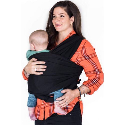  Made Happy Baby Wrap Carriers- Hands Free Swaddle- Newborn to 35 lbs- Comfy Cotton/Spandex Mix- One Adjustable Size- Ergo Sling Support - for Baby Wearing Moms- (Black)