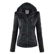 Made By Johnny MBJ Womens Removable Hoodie Motorcyle Jacket