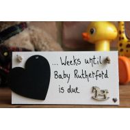 /MadeAt94 Personalized Baby Countdown Plaque, Baby Countdown, baby countdown blocks, Pregnancy Gift, Baby Shower Gift, Baby Countdown Sign