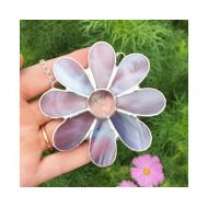/MadeByAliceGlass Stained Glass Pink Flower Suncatcher Decoration, Stained Glass Art Made By Alice Glass