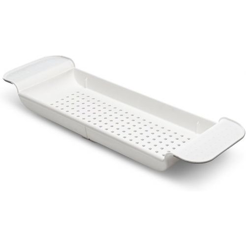  madesmart Baby Expandable Bath Shelf - White | BABY COLLECTION | Holes for Storing and Draining Bath-care Accessories or Toys | Non-slip Grip | Fits Any Size Tub | BPA-Free