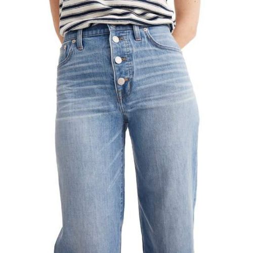 Madewell Button Front Wide Leg Crop Jeans