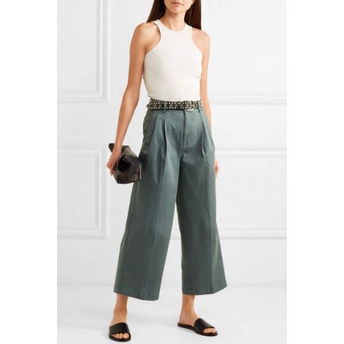  Madewell - Pleated Cotton-blend Twill Wide-leg Pants - Green