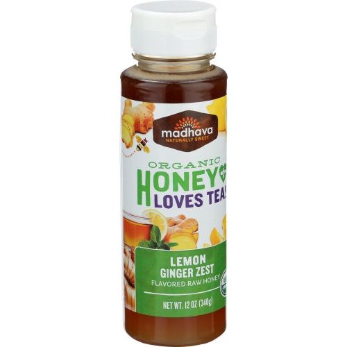  Madhava Naturally Sweet Organic Honey Loves Tea, Lemon Ginger Zest, 12 Ounce (6 Count)